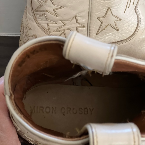Miron Crosby Brooke Creme Leather Boots 7 - Picture 5 of 7